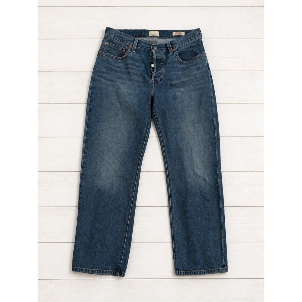 Levis Premium 501 90s Selvedge Straight Leg Jeans Mens W30 L30 Medium Wash Rigid